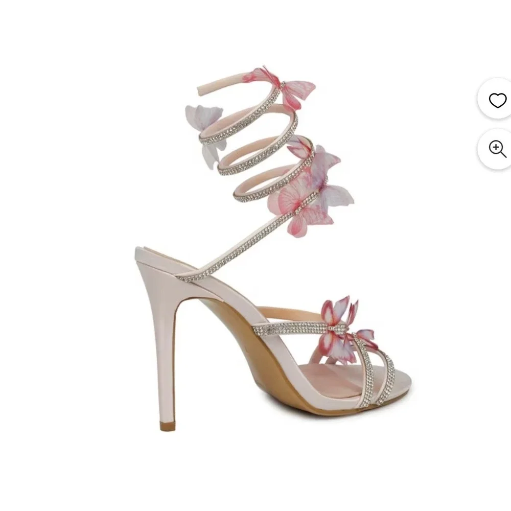 UBWDU Butterfly Rhinestone Heels Womens 10 Pink Bridal Wedding Prom Stiletto New